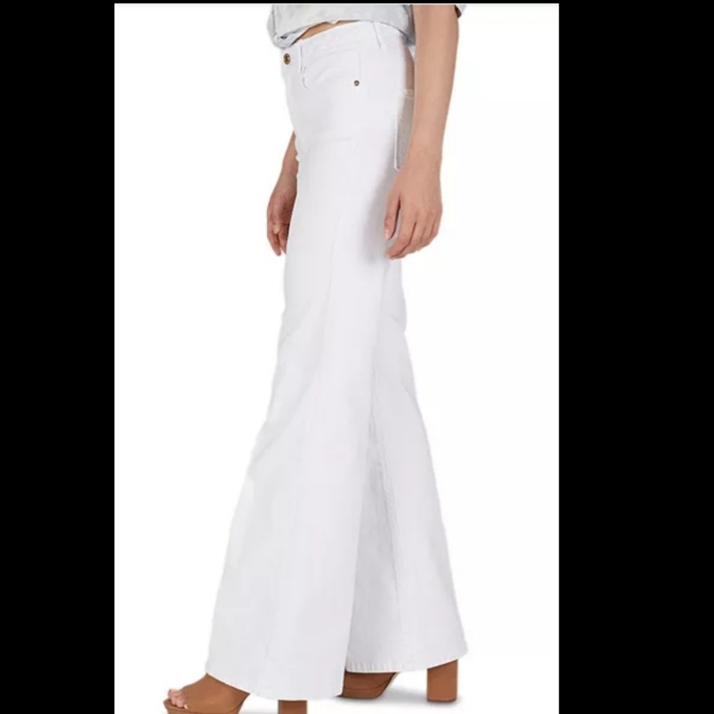 SALE! NUMERO HIGH-RISE BRAIDED WAISTBAND WIDE-LEG JEANS. - Picture 3 of 6